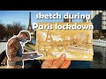 Sketch la tour eiffel in paris  with black  white pen on brown paper