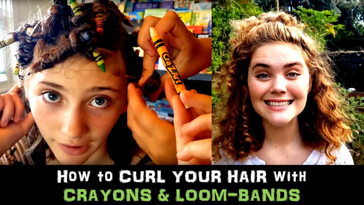 How to Curl Your Hair with Crayons and LoomBands DIY Hair Style at Home YouTube