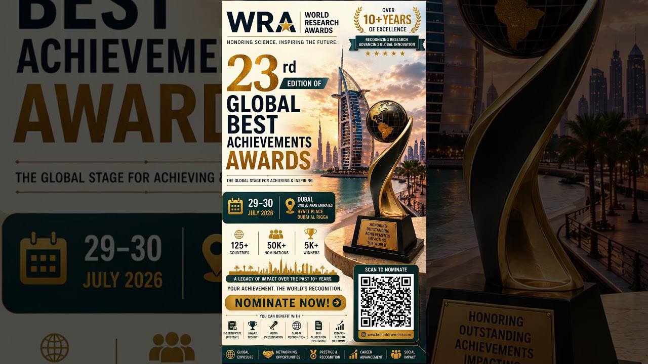 23rd Edition of Global Best Achievements Awards | 29–30 July 2026 | Dubai #worldresearchawards