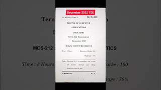 MCS-212 December 2025🚨 TEE Exam 🔥IGNOU Question Paper 😱#shorts #ignouexam2025 #mca #ignoumca #mcs212