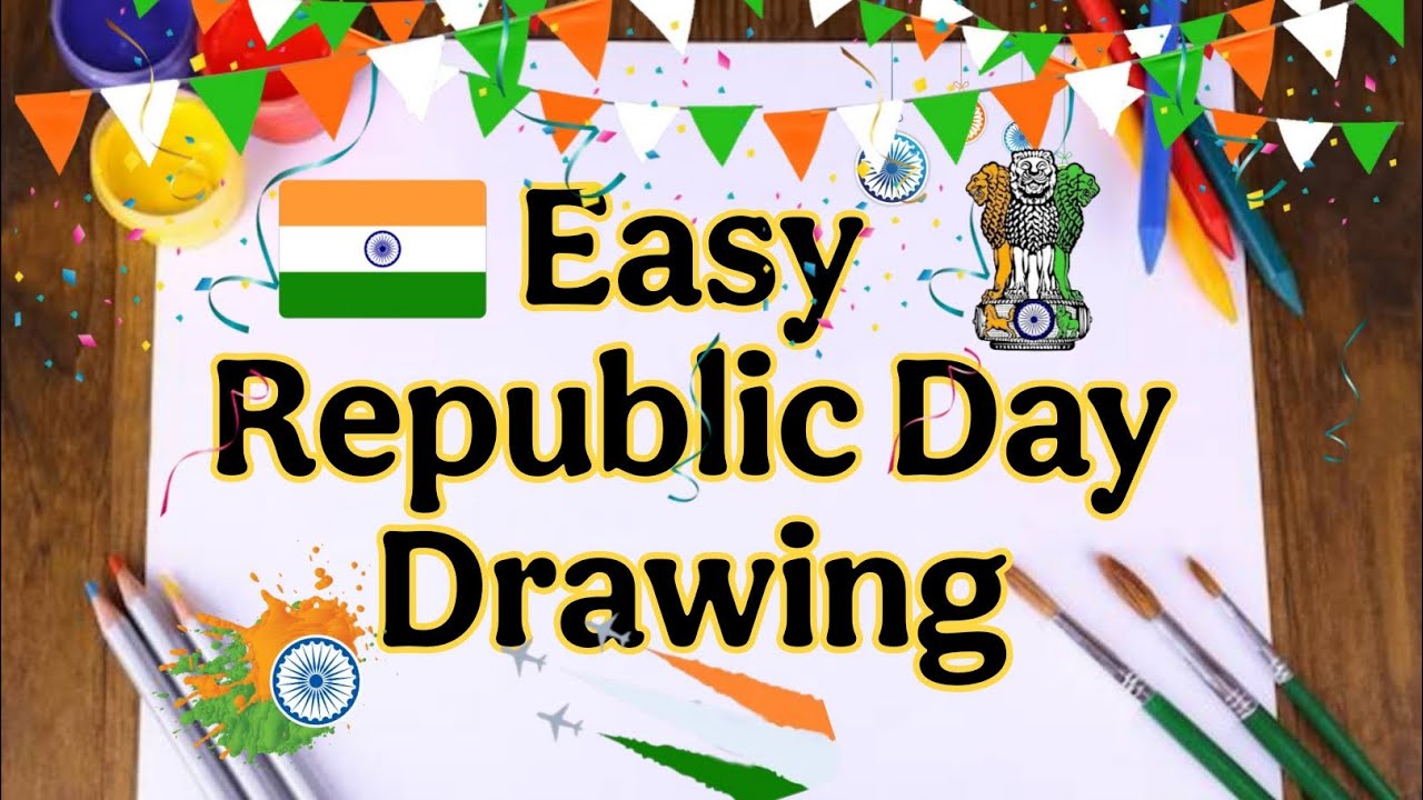 Republic day Drawing easy | 26 January Drawing | Happy Republic Day Drawing | Easy Poster Drawing
