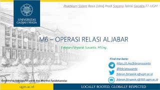 M6   Operasi Relasi Aljabar || Praktikum Sistem Basis Data