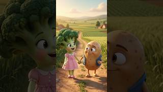 🥦❤️🥔 Broccoli Girl & Potato Boy Love Story 😂🌅#BroccoliGirl #PotatoBoy #CuteCartoon