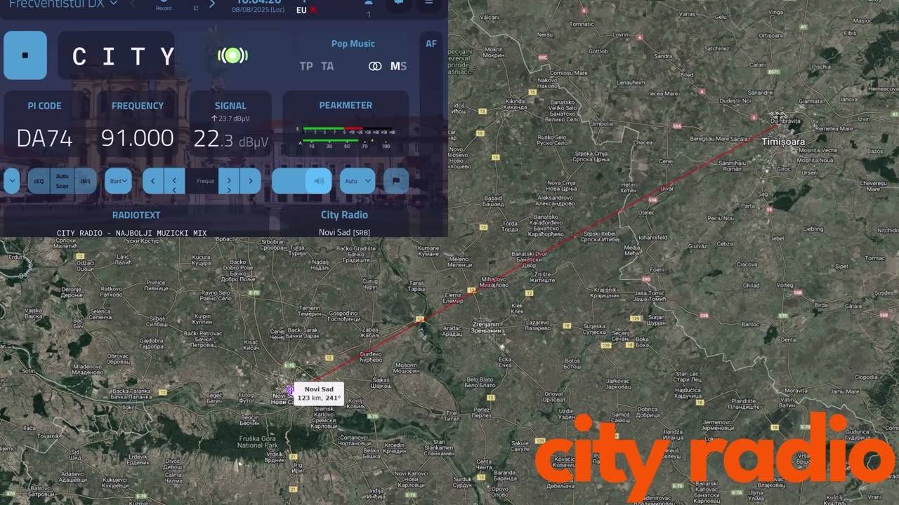 C I T Y - Novi Sad 🇷🇸 - 91,0 MHz received in Timișoara 🇷🇴 (with RDS + RT)