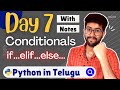 Day 7  conditionals if elif else  python course in telugu  vamsi bhavani