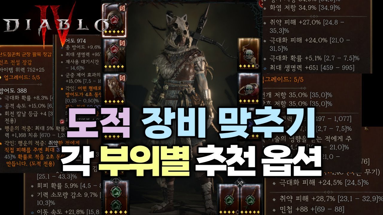 [디아블로4] 도적 장비 셋팅법. 각 부위별 추천 옵션 (+ 합연산/곱연산 이해하기)