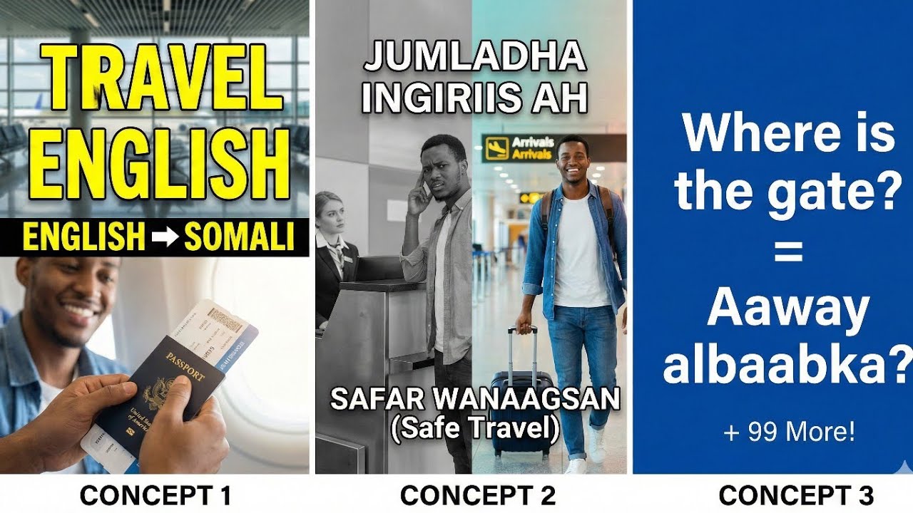 Essential Airport & Travel Sentences | English to Somali | Learn English for Travelling ✈️