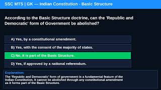 SSC MTS 2025: GK - Indian Constitution - Basic Structure
