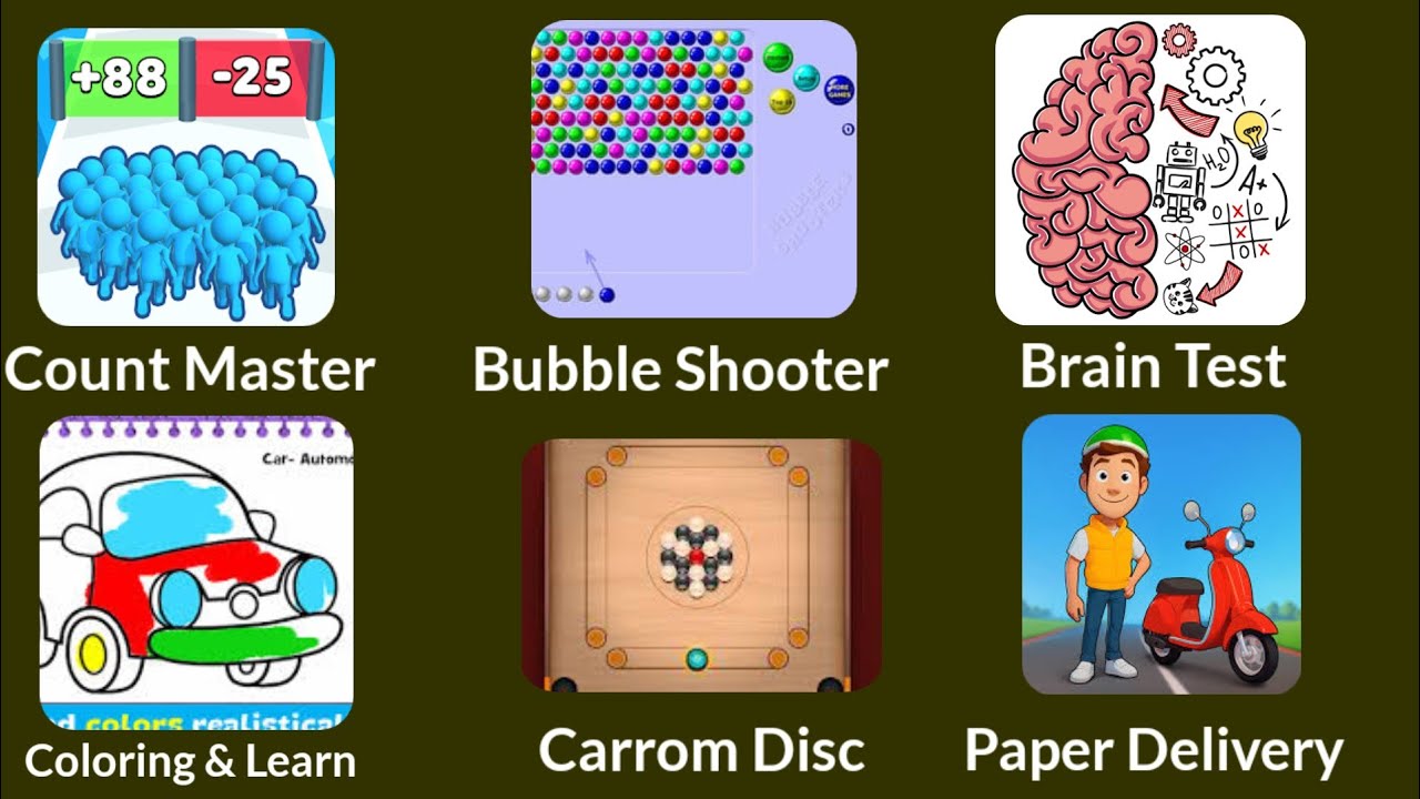 Count Master to Paper Delivery | Bubble Shooter, Brain Test & More Fun Games