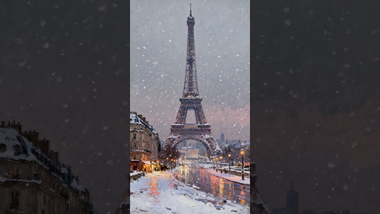 Paris in Winter ❄️ | Eiffel Tower Oil Painting | Relaxing Art 