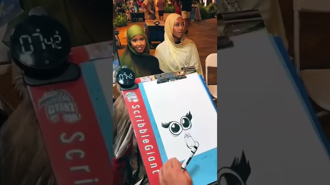 beautiful girls drawn in Waikiki #caricature #reactionvideo #timelapsart #waikiki #hijabfashion