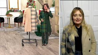 Thread Collective Plaid Blocked Faux Wool Peacoat on QVC