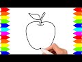 Cara Menggambar Buah Apel - Belajar menggambar dan mewarnai anak TK dan Paud