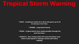 Weather Alert: Tropical Storm Warning for Long Island, NY (EXPIRED)