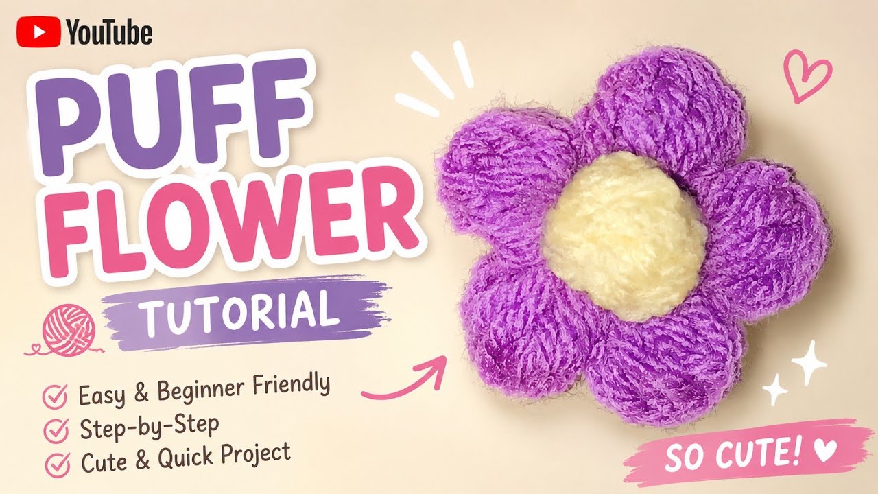 ohga⭐︎ FLOWER PUFF Crochet puff flower in just 10 min easy and beginner friendly