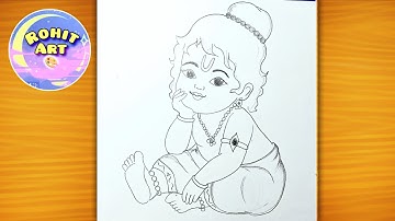 Beautiful Bal Krishna Ji Sketch Drawing| Krishna Ji Drawing Easy | Lord Krishna Pencil Drawing