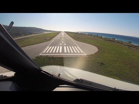 OLYMPIC/AEGEAN Airbus A320 Cockpit Action | Pilot's View Landing at RHODES, A320 VISUAL APP!