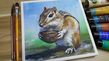 Acrylic painting /How to paint a Squirrel /Easy painting Tutorial #77