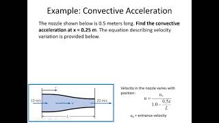 (Fixed) Convective acceleration; Euler's equation & pressure change- ENGR 318, Class 15 (7 Oct 2021)