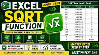 SQRT Function in Excel 2026 | Square Root Formula | Microsoft Excel 365 | SQRT Formula in Excel |