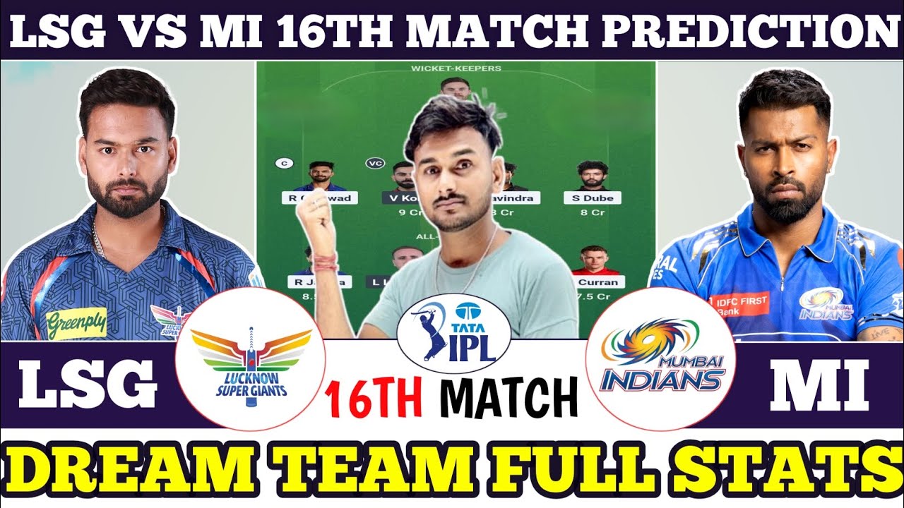LSG vs MI Dream11 | LSG vs MI | Lucknow vs Mumbai Indians 16Th T20 Match Dream11 Prediction Today