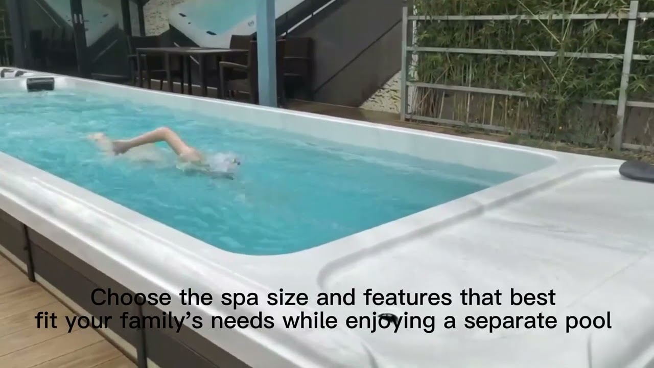 6 Meters above ground pool whirlpool massage endless swim spa pool with hot tub covers