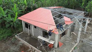 Asi esta quedando la CASA de 8 x 11 m2. Avance de obra  TECHADO PIRAMIDAL.