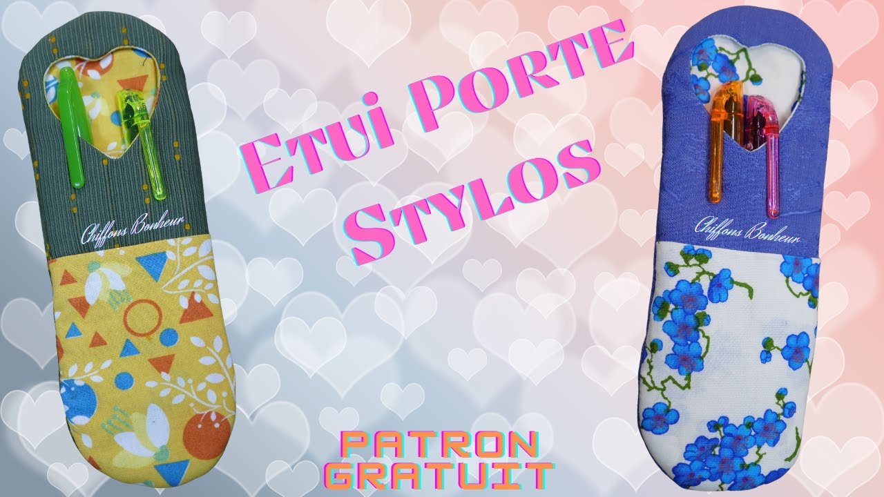 couture facile d'un étui à stylo original avec ouverture coeur à double fonction marque page