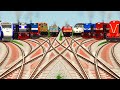 5+5 Train Crossing At High Speed Express Railroad // Curved Rail Junction Track // train wala games