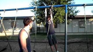 My failed attempt to monkey bar across the swings!