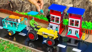 DIY tractor mini petrol pump best science project | Mini truck carrying cows | @sunfarming7533