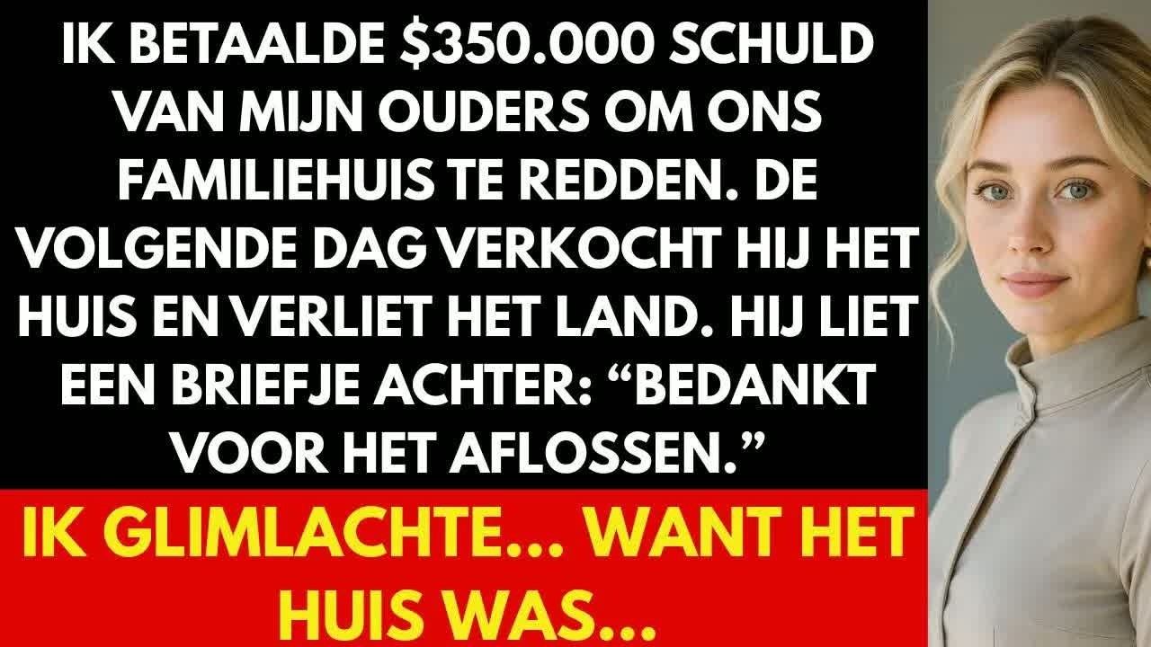 Ik had het huis betaald om mijn ouders te redden. Hun tranen voelden echt, hun omhelzingen ook. Die nacht sliep ik bij hen alsof alles eindelijk goed was gekomen. De volgende ochtend reed ik terug...