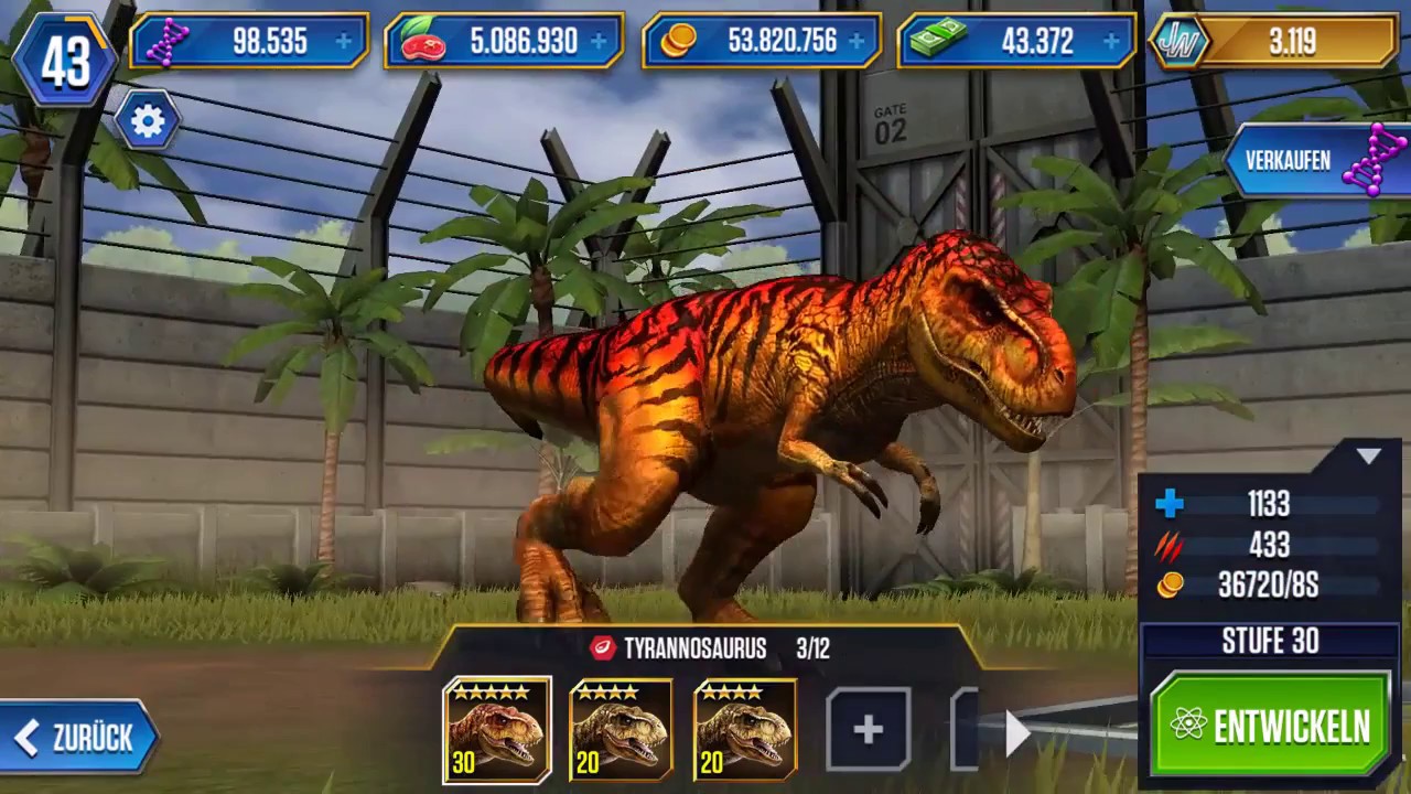  jurassic world the game t rex level 40 tyrannosaurus rex 