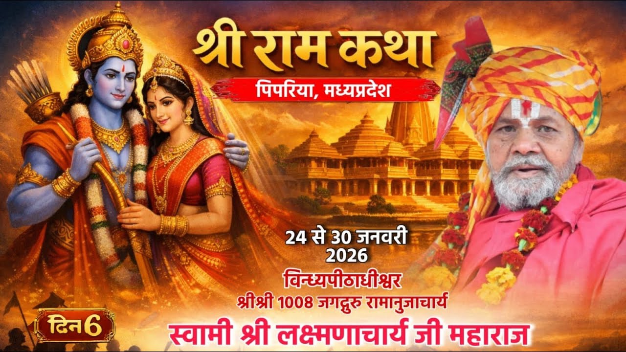 Day-06,श्री राम कथा विन्ध्यपीठाधीश्वर जगद्गुरु लक्ष्मणाचार्य जी महाराज / पिपरिया मध्यप्रदेश