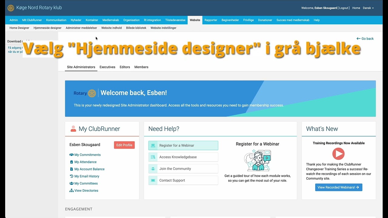 Design website i ClubRunner (Rotarys website)