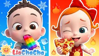 hot vs cold challenge learn hot cold song nursery rhymes