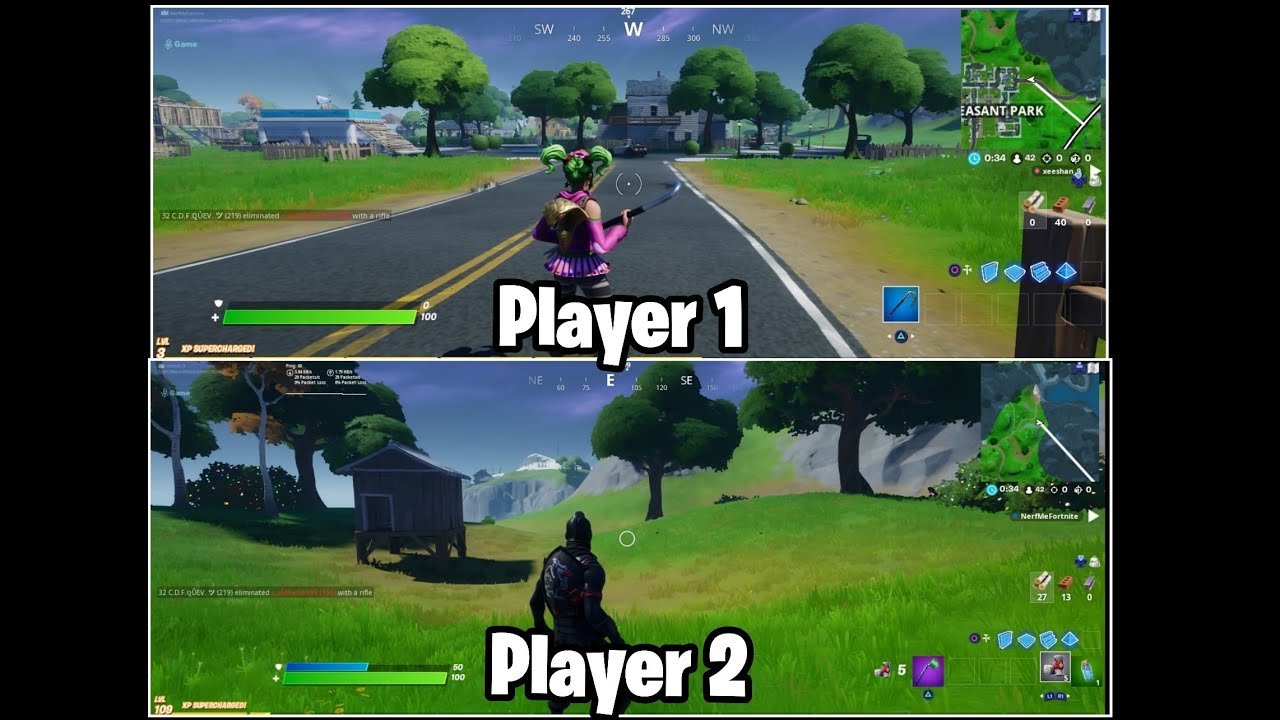 How to PLAY FORTNITE SPLIT SCREEN (Tutorial+Gameplay) 