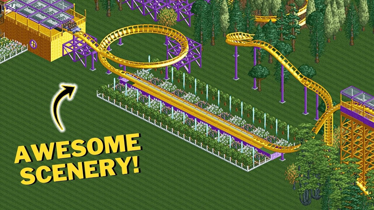 I Built A Twister Coaster With Awesome Scenery In RollerCoaster Tycoon 2