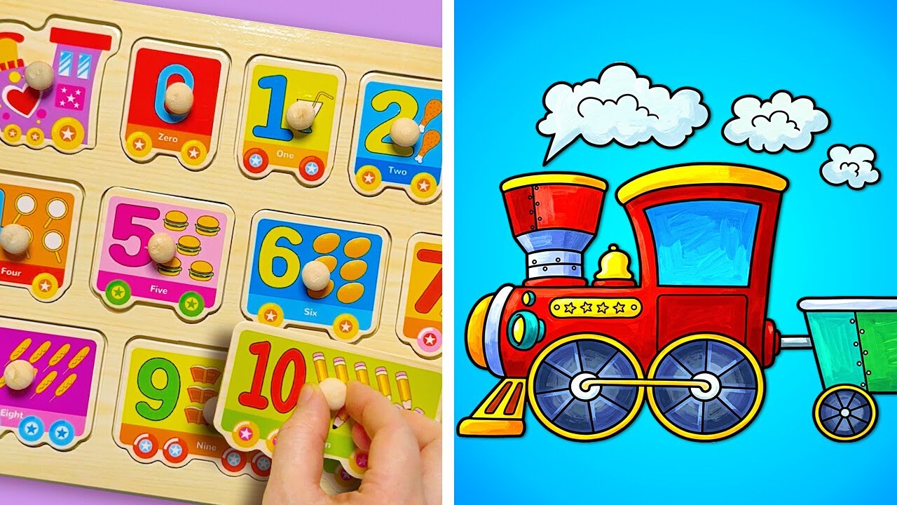 Count from 0 to 10 🚂🧩 Train Puzzle with Shapes and Colors