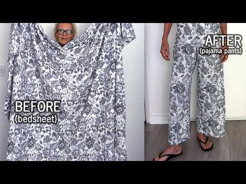 DIY BEDSHEET TO PAJAMA PANTS: Turn sheet into palazzo style pajama pants  Pattern included