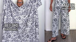 DIY BEDSHEET TO PAJAMA PANTS: Turn sheet into palazzo style pajama pants  Pattern included
