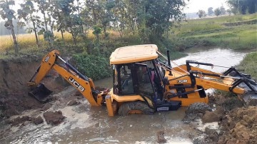 JCB Backhoe Machine Working For New Bridge Construction - JCB Breaking Old Bridge Wall - JCB Video