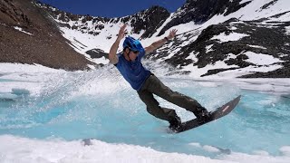 Snowboarding Pondskim Below Mt. Dana