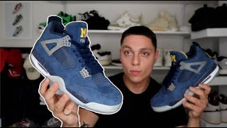 YELLOW LACE SWAP! Air Jordan 4 Michigan (Review) + ON FOOT