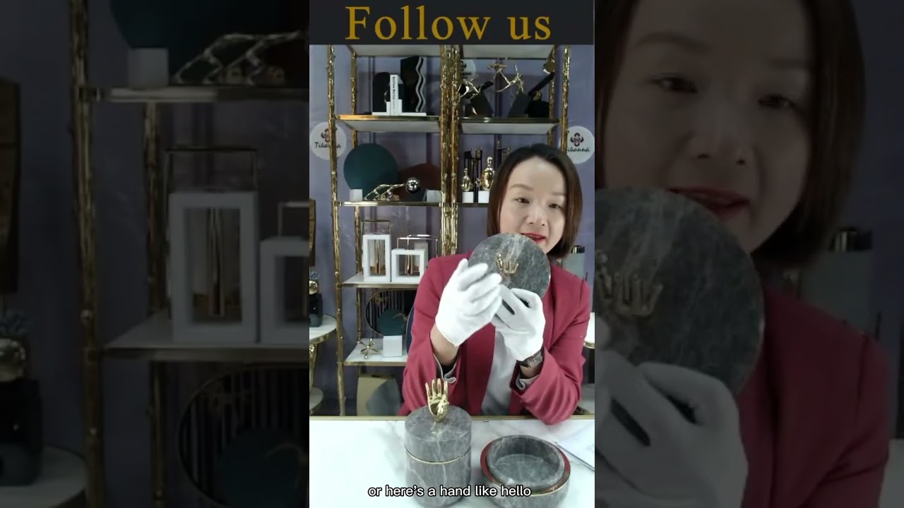 Light Luxury Canister Marble Brass Storage Box Decoration Living Room Wine Cabinet Soft Ornament Jar