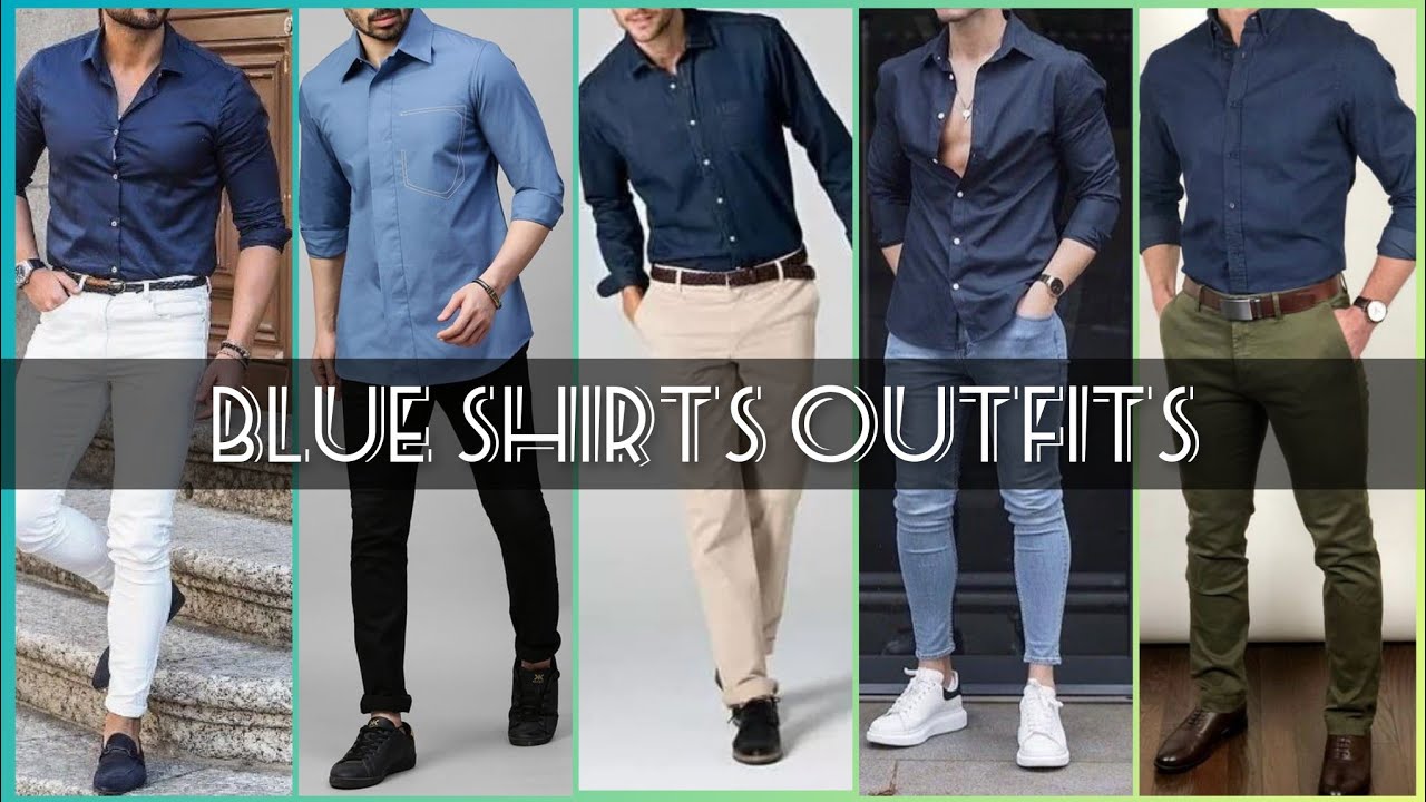 Best Men's Slim Fit Oxford Blue Dress Shirt Outfits|Blue Shirt ...