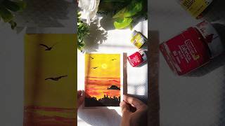 sunset sea landscape🎨🌼#acrylicscenery #landscapeart #sunsetlandscape #sea
