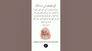 الآية (260)من سورة البقرة//القارئ الشيخ علي بن عبد الرحمن الحذيفي.