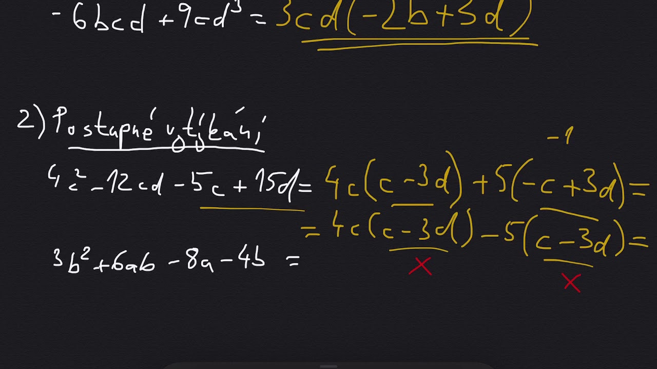 07 Rozklad mnohočlenů na součin - vytýkání a postupné vytýkání