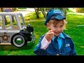 Alena and Pasha pretend play police